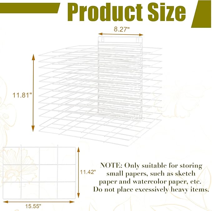 12 Shelves Art Drying Rack for Classroom, Paint Drying Rack, White | Drying Rack Classroom, Wall Art Storage Rack, Removable Shelves for Classrooms and Art Studios