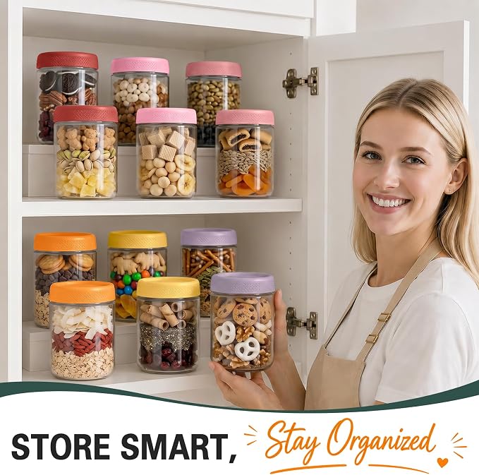 Overnight Oats Containers with Lid, Overnight Oats Jars, Glass Jar with Lid | 6 Pack Air Tight Overnight Oats Jars, Chia Pudding Glass Jars with Lids, Parfait Cups with Lids, Sugar Bowls for Yogurt