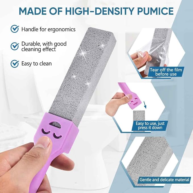 18 Pack Cleaning Pumice Stone Toilet Bowl Stick Cleaner with Handle Hard Water Ring Calcium Buildup Stains Remover Powerfully for Cleaning Toilet Bathtubs Kitchen Sink Grill Pools