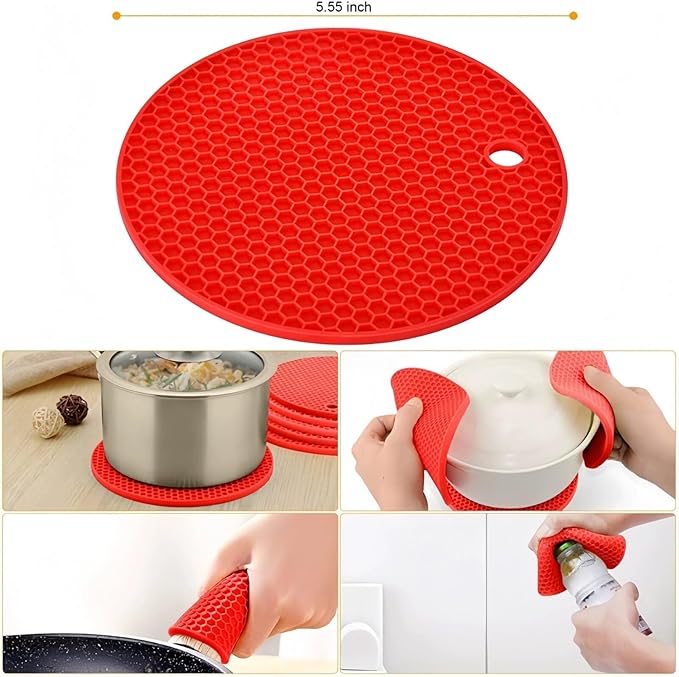 3-Piece Jar & Bottle Opener Set for Seniors, Non-Slip Silicone Grip Mat, Ergonomic Kitchen Gadget (reddish black)