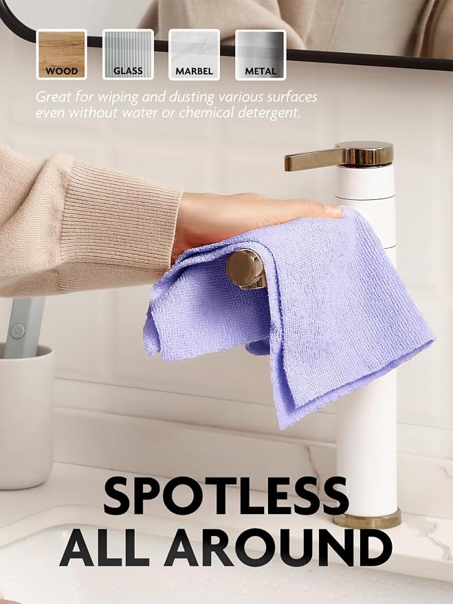 Fantasticlean Microfiber Cleaning Cloth Rolls - 150 Sheets (Pink, Lavender) | 12'' by 12'', Super Absorbent, Lint-free, Tear-away Microfiber Towel Roll, for All-Purpose Cleaning