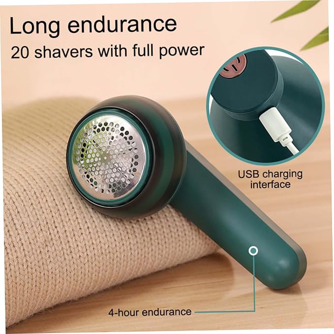 Lint Shaver, Clothes Shaver USB Rechargeable Electric Lint Remover Fabric Pill Remover for Clothing Furniture Green