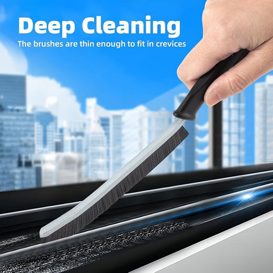 TQRR Hard Bristle Crevice Cleaning Brush-Thin Gap Scrub Brush, Small Cleaning Brush, Grout Brush, Kitchen Brush, Cleaning Tools for Toilet, Bathroom, Sink, Home, Household, Window (6, Black)