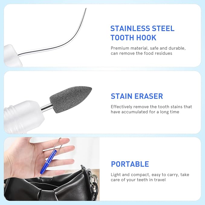2pcs Portable Oral Dental Tooth Hook Hygeine Cleaning Molars Tool Teeth Stains Remover Plaque Remover
