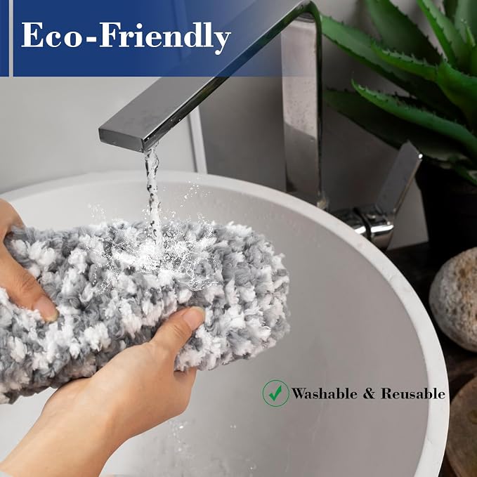 Bryquelin 17.3" Handheld Microfiber Dusters for Cleaning-Detachable & Washable Head, for Furniture, Keyboards, Car Interiors, and Delicate Surfaces