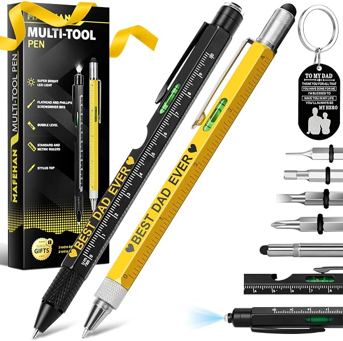 MAFEHAN 10 in 1 Multi-Tool Pen Set for Him, Cool Gadgets For Dads, Christmas Stocking Stuffers