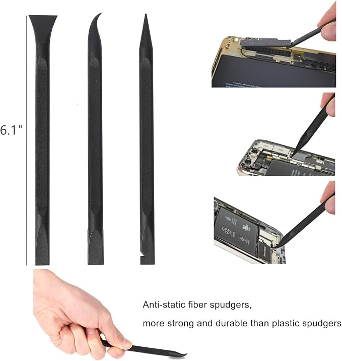 Kaisi Professional Electronics Opening Pry Tool Repair Kit Metal Spudger | Non-Abrasive Nylon Spudgers and Anti-Static Tweezers for Cellphone iPhone Laptops Tablets and More, 20 Piece