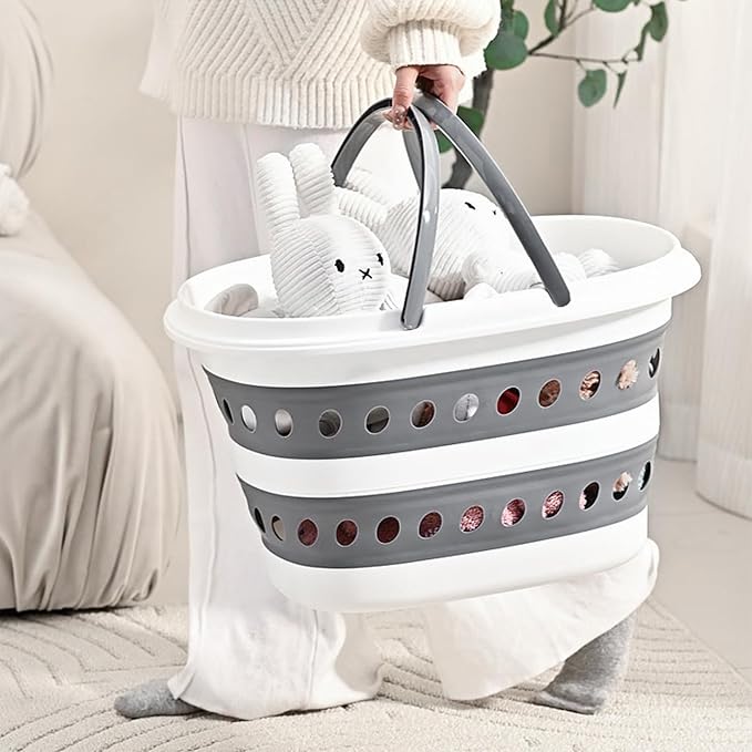 2 Pack Compact Collapsible Laundry Basket, Small Size Pop-Up Hamper Perfect for Bedroom Side,Bathroom,Travel, Not for Large Families, Foldable with Handle, Measures 16 x 12.5 x 9.5 In, (Blue)