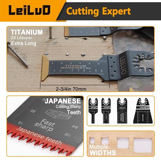 156 Pcs Oscillating Saw Blades Titanium Oscillating Tool Blade Cut Sand Scrap Universal Multitool Blades Accessories Kit Compatible with DeWalt Milwaukee Makita and More