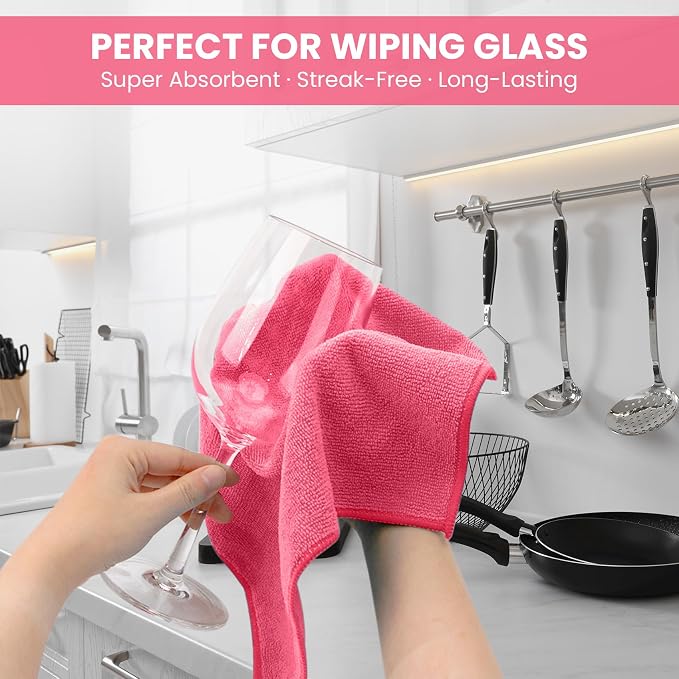 12 Pack Microfiber Cleaning Cloth, 6 Assorted Colors Cleaning Rags for Housekeeping, Colorful Reusable Microfiber Towels for Car, Kitchen, Bathroom and Household Cleaning Supplies, 11.8"X11.8"