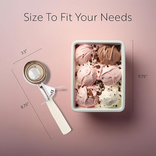 Restaurantware 3.75 Ounce Portion Scoop, 1 Trigger Release Stainless Steel Cookie Scoop - With Ivory Handle, Stainless Steel Disher, For Portion Control, Cookie Dough, Cupcake Batter, Or Ice Cream