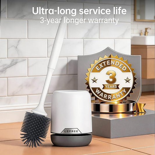 Lefree Silicone Toilet Brush and Holder, Bathroom Cleaner Brush Set, Non-Slip Handle Toilet Bowl Brush with TPR Soft Bristle, Wall Mounted/Floor Standing
