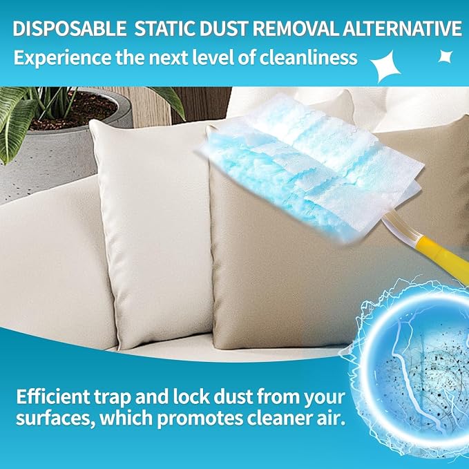 Disposable Microfiber Feather Duster Refills, Multi-Surface Duster Compatible with Swiffer Dusters Handle, 60 Count, Unscented