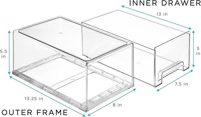 Sorbus Plastic Storage Bins Stackable Clear Pantry Organizer Box Bin for Organizing Kitchen Fridge, Food, Snack Pantry, Fruit, Vegetables, Bathroom, Wide & Narrow Deep (6 Pack)