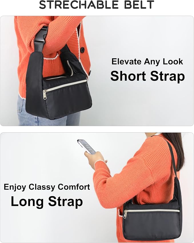 Relavel Portable Makeup Bag for Travel, Separate Makeup Brush Compartment | Cosmetic Shoulder Bag with Removable Buckle, Compact Toiletry Organizer Storage with 3 Small Pockets, Easy to Clean