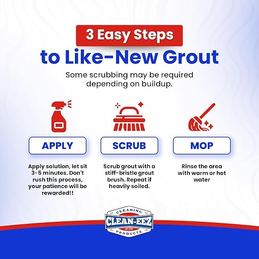 Clean-eez Grout-eez Super Heavy-Duty Grout Cleaner - Powerful Tile and Floor Stain Remover for Bathroom, Kitchen, and More - 32 oz.