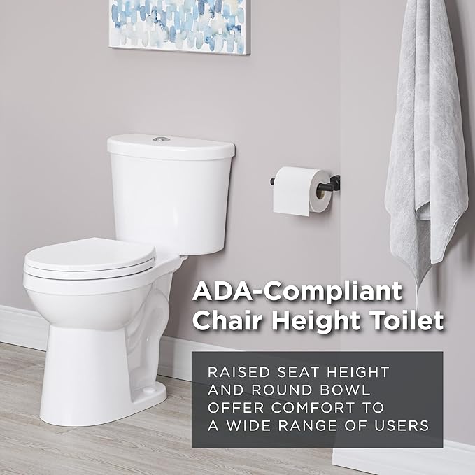 Gerber Maxwell Select Round Dual-Flush 1.0/1.28 GPF Two-Piece Toilet, ADA Chair Height, 12-in Rough-In, High Efficiency, Soft-Close Seat & Install Kit with Wax Ring, White, GRD49220E