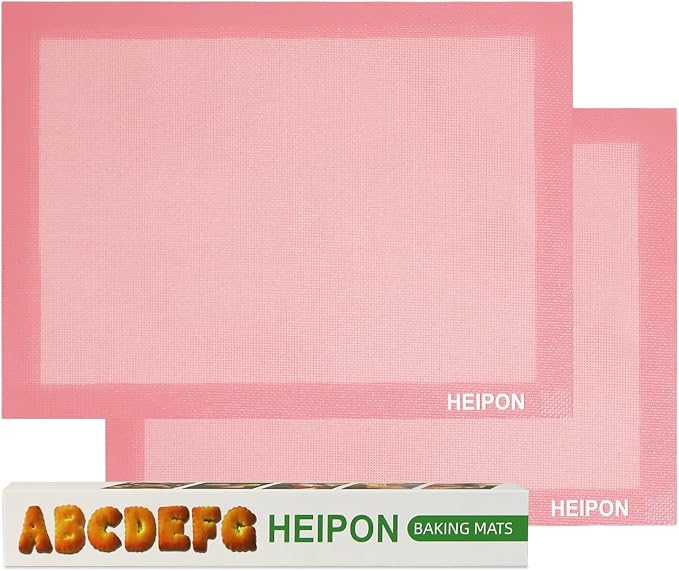 Pink Perforated Baking Mat,Cuttable Baking Mat,15.7"Lx11.8"W"W,Silicone Baking Mat,Non-Stick,Breathable Mat,Reusable(Pink,2pcs)