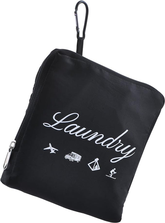 JHX Travel Laundry Bag, Dirty Clothes Organizer【Upgraded】with Handles and Aluminum Carabiner, Collapsible Laundry Bag for Travel, Camp, Fitness, and Students（1Pcs Black） 24"L x 21"W