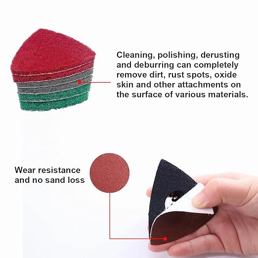 133 Pcs Oscillating Tool Sanding Pads Kit | 125 Sandpaper,2 Triangular Sanding Pads and 6 Triangular Scrubbing Pads for Wood Metal Plaster Surface Polishing Deburring