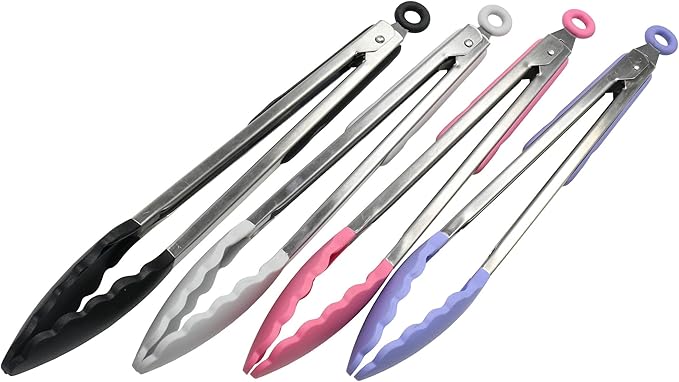 Chef Craft Premium Silicone Cooking Tongs, 12 inch, Black