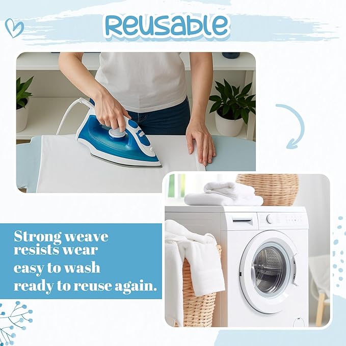 HunnmingRe 4 Pcs Pure Cotton Pressing Cloth for Ironing 24 x 24 Inch Fabric Press Clothing Sewing and Ironing Sheer Fabric Protector Press Tool