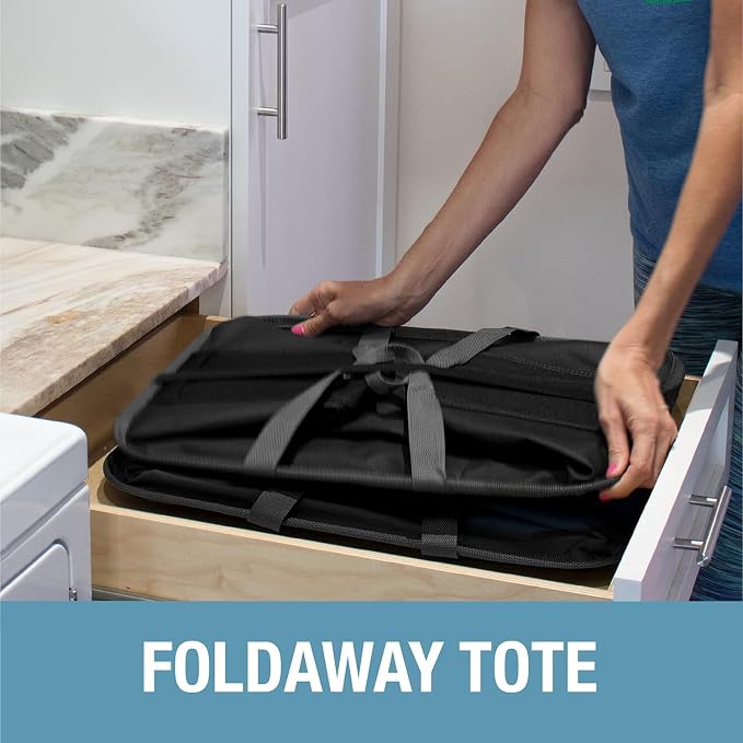 CleverMade Collapsible Laundry Caddy, 64L, 2 Pack, Denim Gray | A reinforced rim and base keep it upright for loading. Comfortable handles move up to 2 full loads, then it folds flat.
