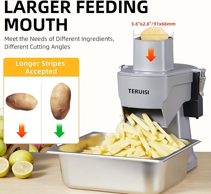 2-In-1 Electric Vegetable Dicer Strip Cutter, 200W Electric Vegetable Chopper with 4 Size Dicing Blades & Strip Cutter Blade, Food Processor Cutter Machine for Commercial & Home Use