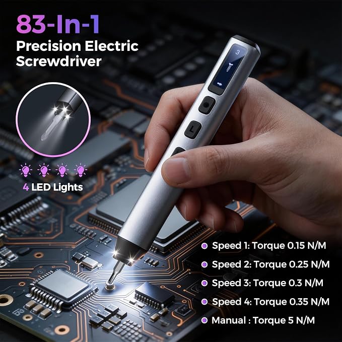LIFEGOO Electric Screwdriver Set, 83 in 1 Cordless Rechargeable Small Power Screwdriver Set With 71Magnetic Bits, Magnetic Mat Professional Repair Tool for Electronics Phone Camera Laptop Watch