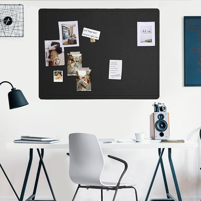 Felt Bulletin Board 48x36 inches, Decorative Pin Board for Home & Office | Cork Board Alternative for Wall with Push Pins, Display Mood Board for Photos, Notes & Reminders