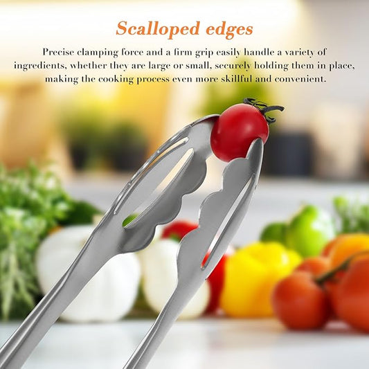 KULUNER Stainless Steel Barbecue Tongs with Solid Wood Handle, Kitchen Metal Locking Design, Extra Long 17.5 Inches 700 Degrees, Suitable for Food Cooking, Salad and Outdoor Grilling(Beechwood)