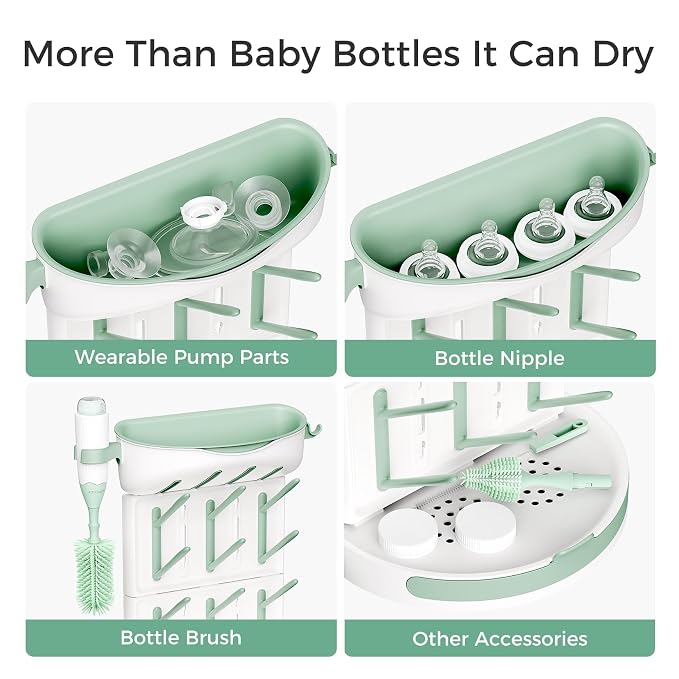 Momcozy Baby Bottle Drying Rack, 18 Bottles Vertical Space Saving | Ventilated Drying for Baby Accessories & Pump Part, BPA-Free Food-Grade, Detachable Travel, Easy Clean, Sturdy Base