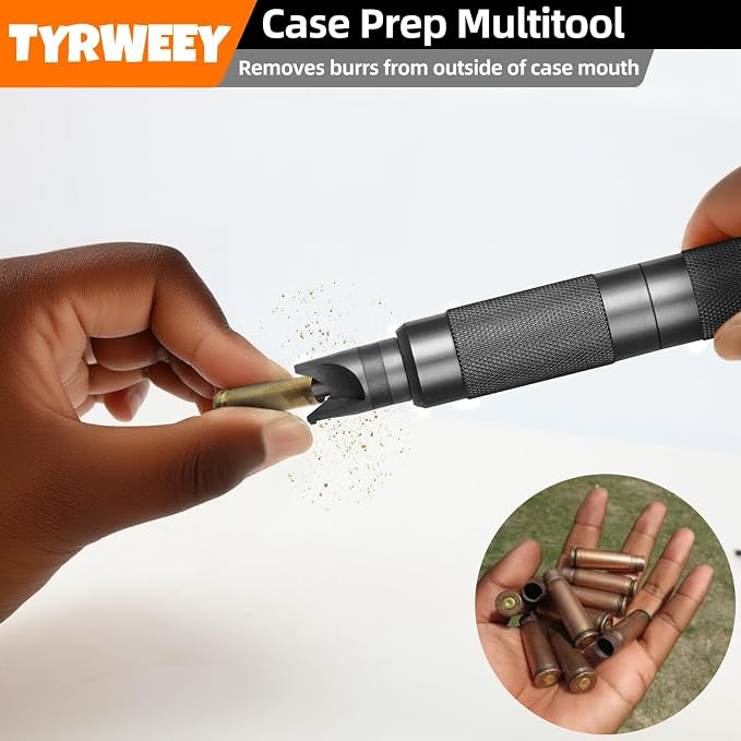 Case Prep Multitool, Case Chamfer Deburring Tools for Reloading | All-in-One Case Prep Kit, Fits .17-.45 calibers, Sharp cutting performance, Portable storage handle, Pro Reloading Tool