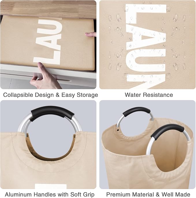 Large Laundry Basket, Laundry Hamper Bag with Handles, 115L Brown | Freestanding Tall Dirty Clothes Hamper, Collapsible and Portable Laundry Bin for Dorms and Bedrooms, Thick, Sturdy Fabric