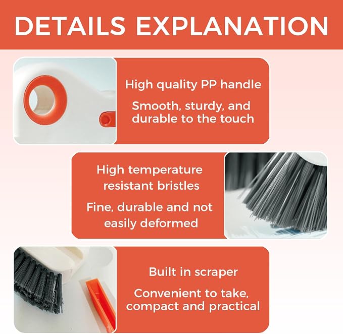 2 Sets Window Track Cleaner Tools, 2-in-1 Groove Cleaning Brush | Scraper & Dustpan, Hard Bristle Crevice Brush, Sliding Door, Window Sill, Shower Seal, Reusable Deep Cleaning Tools