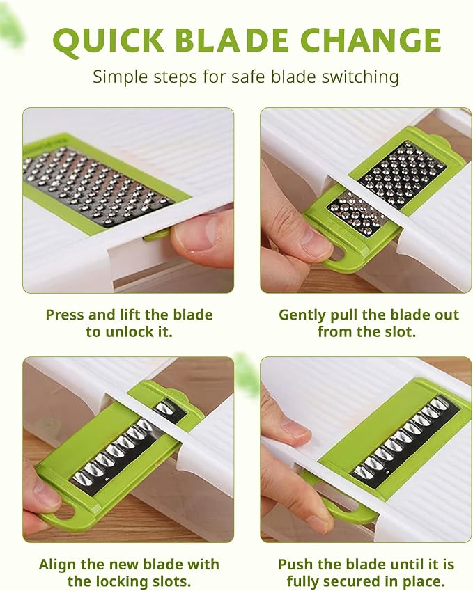 ADOV Mandoline Slicer for Kitchen, Adjustable Mandoline Food Slicer, Vegetable Slicer for Potato, Onion, Cucumber, Veggie Slicer, Multifunctional Vegetable Chopper with Container, Essential Kitchen