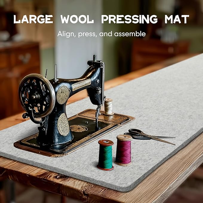 HunnmingRe 22" x 60" Wool Pressing Mat, Extra Large 100% New Zealand Wool Ironing Mat for Quilting Supplies, Sewing, Embroidery, 0.5 Thick Heat-Resistant Double Non-Slip Sided Ironing Pad
