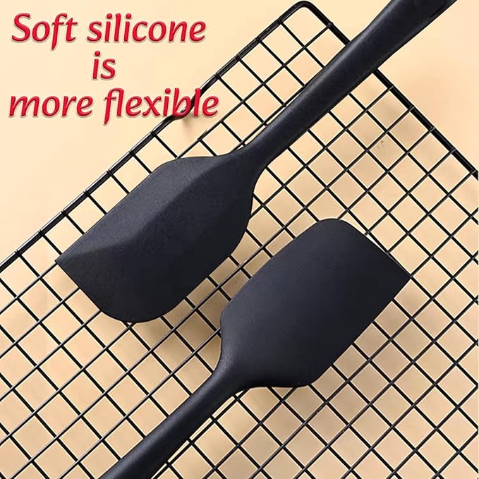 8 Pieces Silicone Spatula, 8.5 inch Non-stick Spatulas with Stainless Steel Core,Heat Resistant-500?, Food Grade Silicone, Dishwasher Safe, for Mixing,Cooking,Baking (Black)