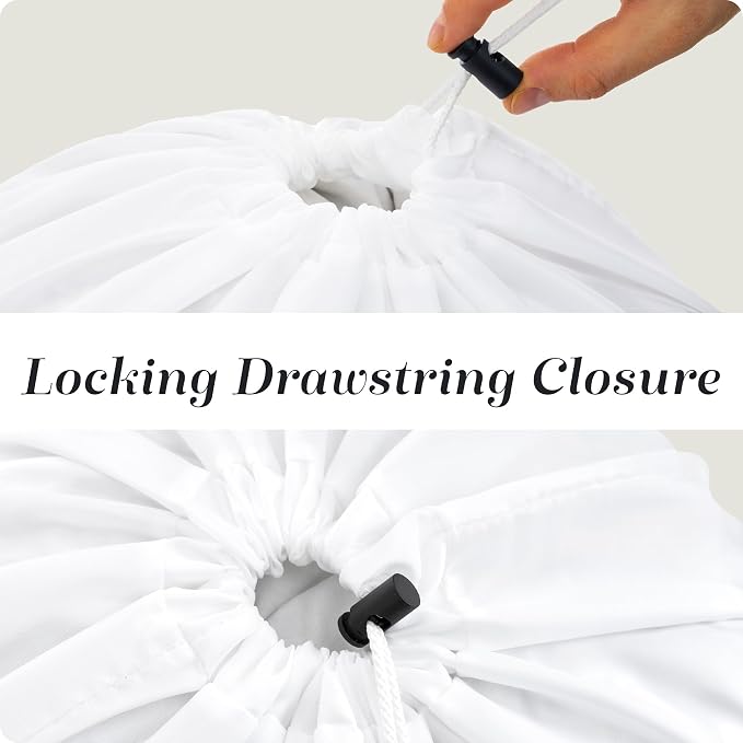 Handy Laundry Extra Large Laundry Bag 30"x40" - Heavy Duty Nylon | Locking Drawstring, Machine Washable Laundry Sack, Hamper Liner, Dirty Clothes Bag, Travel, College Dorm, Laundromat - White
