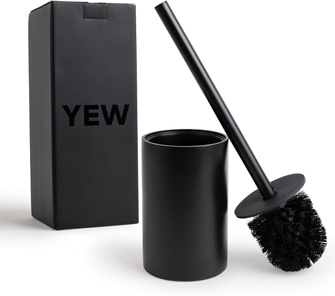 Yew Design Matte Black Toilet Bowl Brush for Bathroom with Holder - Bathroom Cleaner Scrubber with Sleek Design, Sturdy, and Durable Bristles