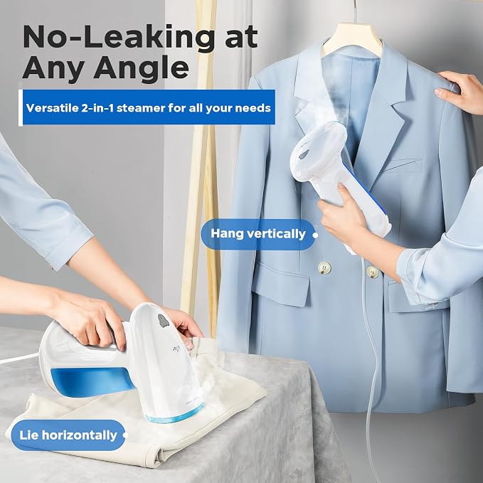 Bear Steamer for Clothes, 1300W 230ml Fast-Heat Handheld Clothes Steamer | Essential Oil Compatible,Auto-off Safety,Brush Included,360° Built-in Balls,Wrinkle Removal for Home&Travel,Blue