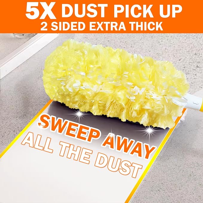 Heavy Duty Duster Refills for Swiffer Duster, 60 Count, Large | Extra Thick, Fluffy & Soft, 360° Duster Refill Only, Multisurface Duster for Dusting Furniture, Fans, Blinds, Corners, Yellow