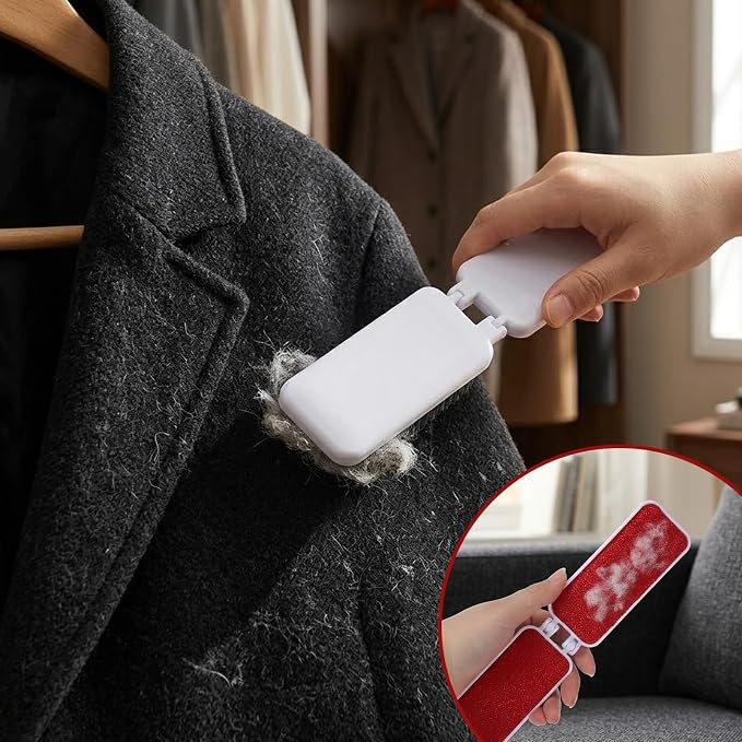 2 PCS Travel Lint Brush for Clothes, Foldable Lint Brush, Reusable Mini Lint-Brushes for Furniture, Pet Hair, Fabric Fluff
