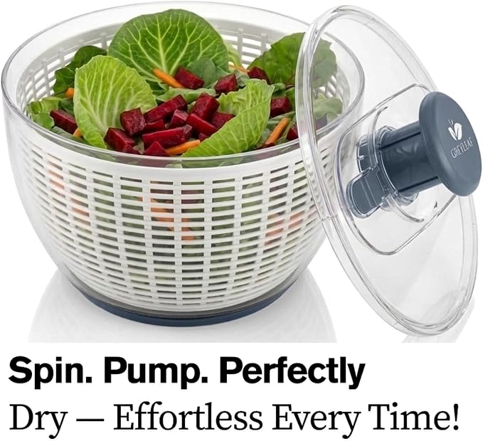 Salad Spinner 6.3Qt – Large Lettuce Spinner & Vegetable Washer, Fruit Washer Bowl with Strainer, BPA-Free Produce Cleaner & Dryer for Kitchen