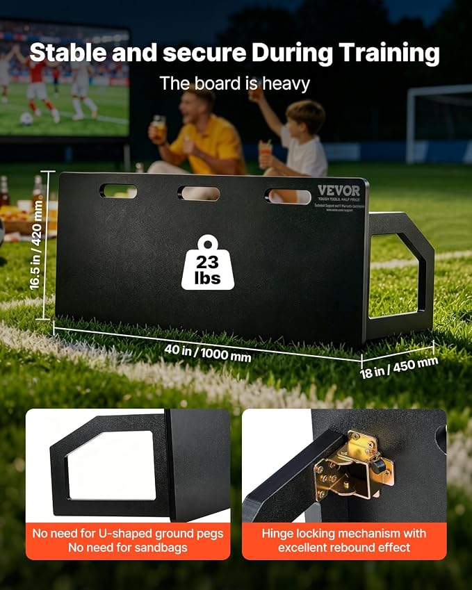 VEVOR Soccer Rebounder Board, Mult-Adjustable Angles Portable Soccer Rebound Wall, Foldable Kickback Board, Soccer Practice Equipment, Ideal for Kids & Adults Passing & Shooting Drills