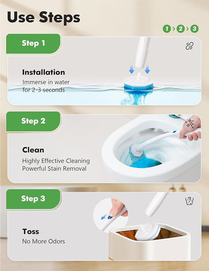 100 Count Toilet Cleaner Refills, Disposable Toilet Brush Refills Compatible with Clorox Wand for Bathroom Cleaning