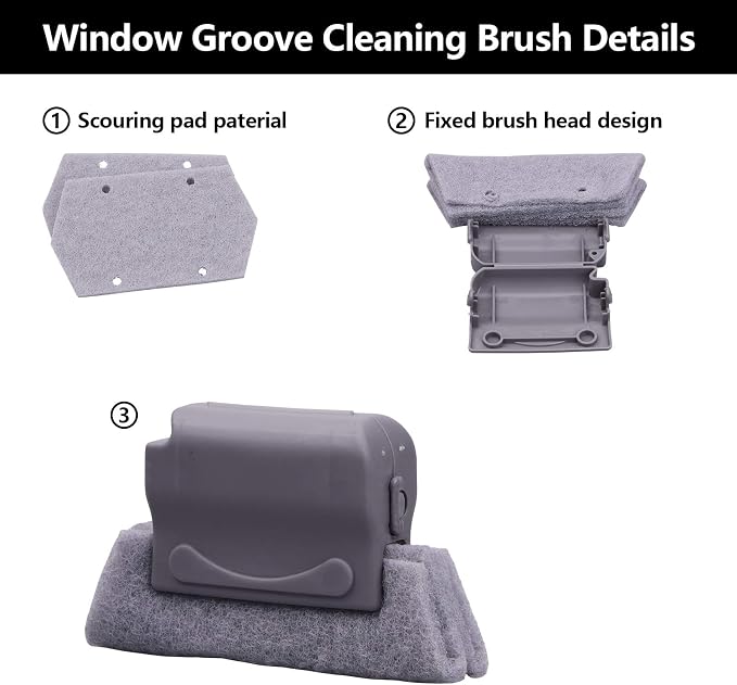 Magic Window Groove Cleaning Brush, Hand-held Crevice Cleaner Tools, Multipurpose Clean Tools Slide Brush Head for Door, Window Slides Replacement Cloth Brush for Corners Gaps scouring Door
