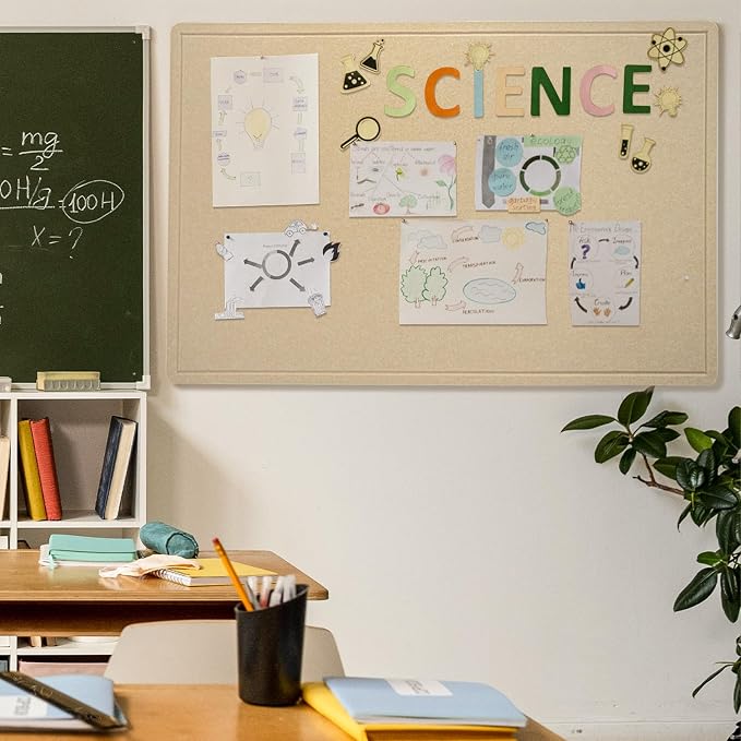 Felt Bulletin Board 60x36 inches, Decorative Pin Board for Home & Office | Cork Board Alternative for Wall with Push Pins, Display Mood Board for Photos, Notes & Reminders