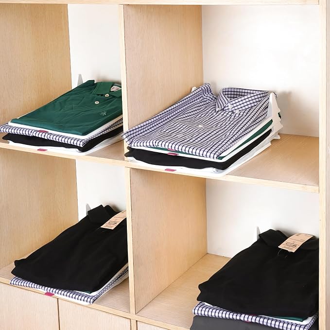10 Pack T-Shirt Organizer for Kids & Small Clothes, Medium Size | Stackable Closet Storage Trays, Shirt Folding Board for Nursery Wardrobe
