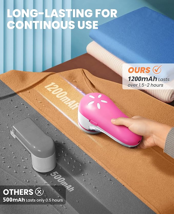 POPCHOSE Fabric Shaver, Lint Shaver with 6-Leaf Blade, Rechargeable | Lint Remover with Type-C Fast Charing Port, Sweater Defuzzer, Clothes Shaver for Couch, Furniture, Blanket, Remove Pilling
